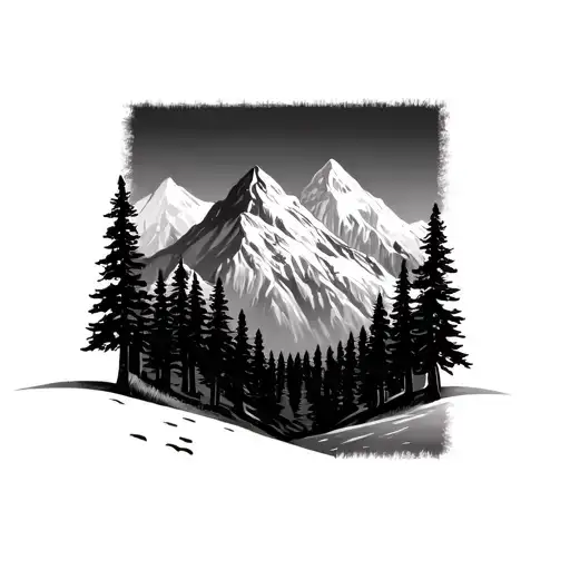 outdoors mountains trees background looking tattoo design idea