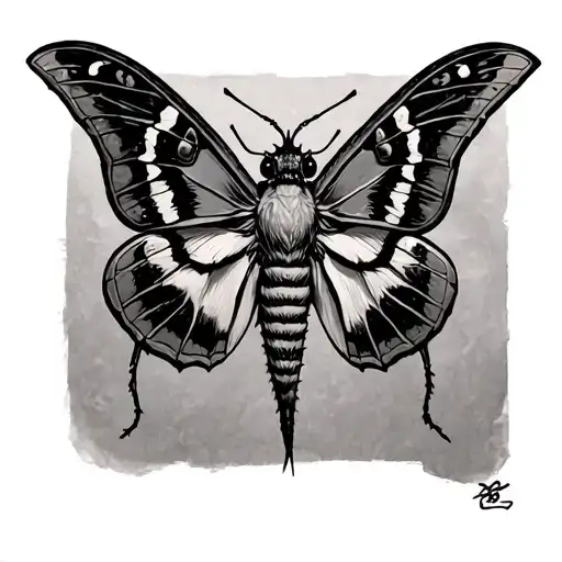 moth and sissors tattoo design idea