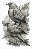 clouds doves and angle halo tattoo design idea