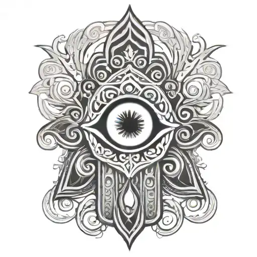 hamsa symbol with evil eye tattoo design idea