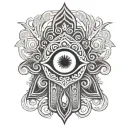 hamsa symbol with evil eye tattoo design idea