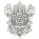 hamsa symbol with evil eye tattoo design idea
