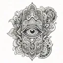 hamsa symbol with evil eye tattoo design idea