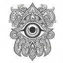 hamsa symbol with evil eye tattoo design idea