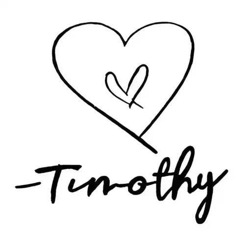 Timothy and heart name tattoo design idea