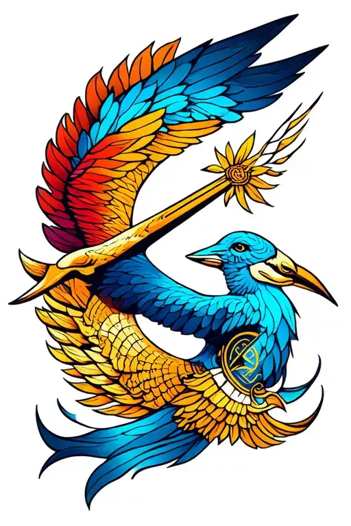 Create a tattoo that use a composition of elements to represent freedom, zodiac, Sagittarius, transition, life  tattoo design idea