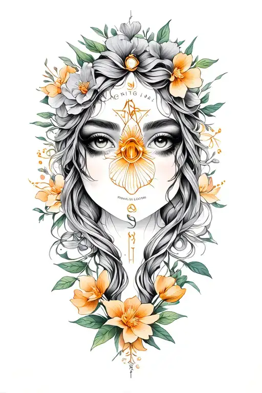 june zodiac gemini, pearl, honeysuckle tattoo design idea