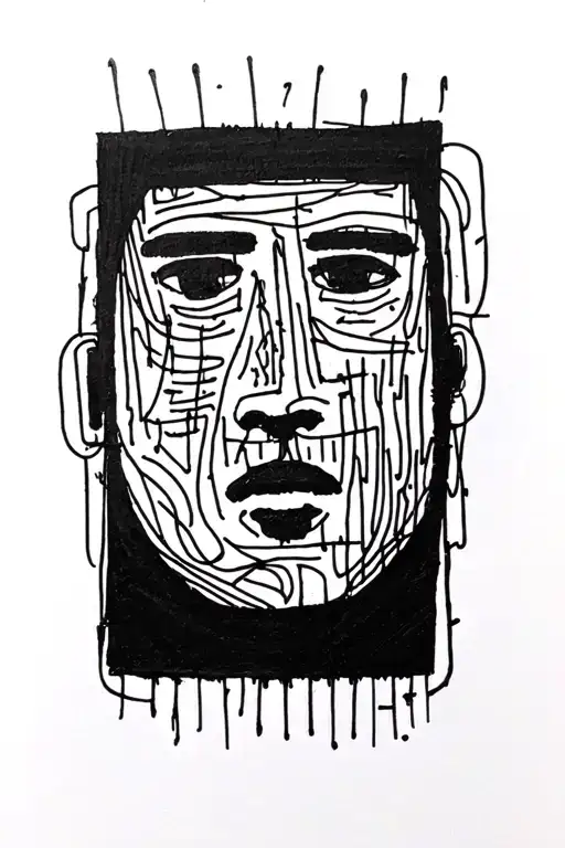 abstract lines simple but not fineline and style of basquiat and keith haring without face or objects tattoo design idea