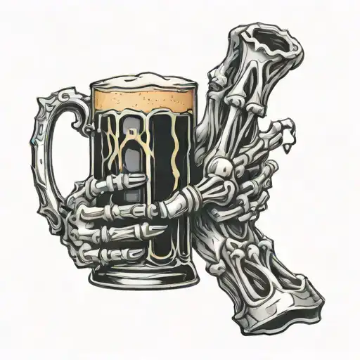skeleton hands holding beer mug tattoo design idea