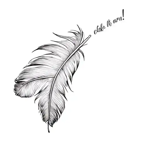 turkey feather with words tattoo design idea