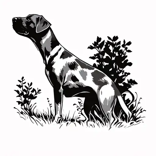 Rhodesian ridgeback silouette side foot tattoo design idea