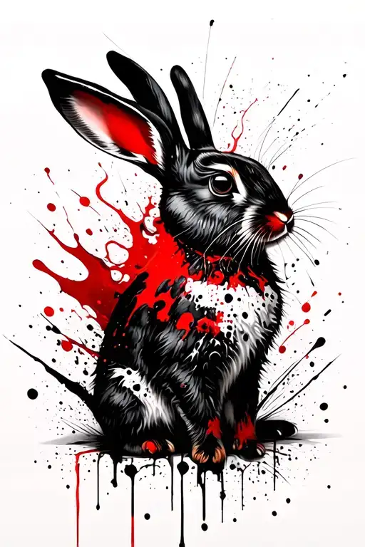 Black-fire rabbit tattoo design idea
