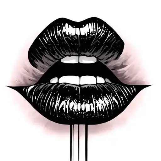 Always inscribed in between kiss mark lips tattoo design idea