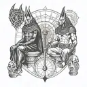 Odin and Anubis holding a scale tattoo design idea