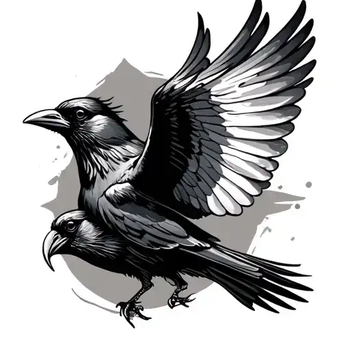 dove and raven flying tattoo design idea