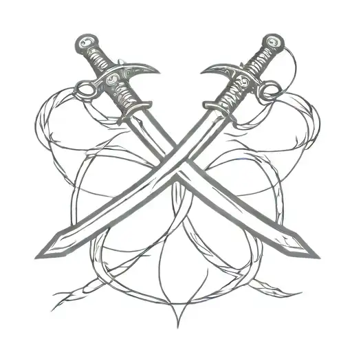 x crossed swords tattoo design idea