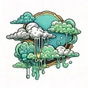 clouds, slime dripping tattoo design idea