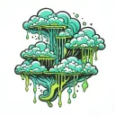 clouds, slime dripping tattoo design idea