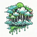 clouds, slime dripping tattoo design idea