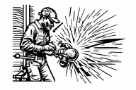 Old School pipe welder working tattoo design idea