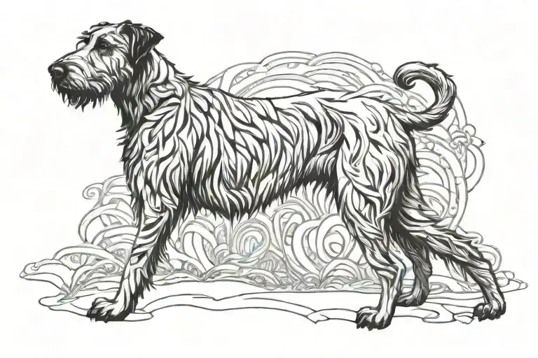 Irish Wolfhound, ancient Irish dog wearing tattoo design idea