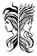 Aquarius and Virgo zodiac sign tattoo design idea