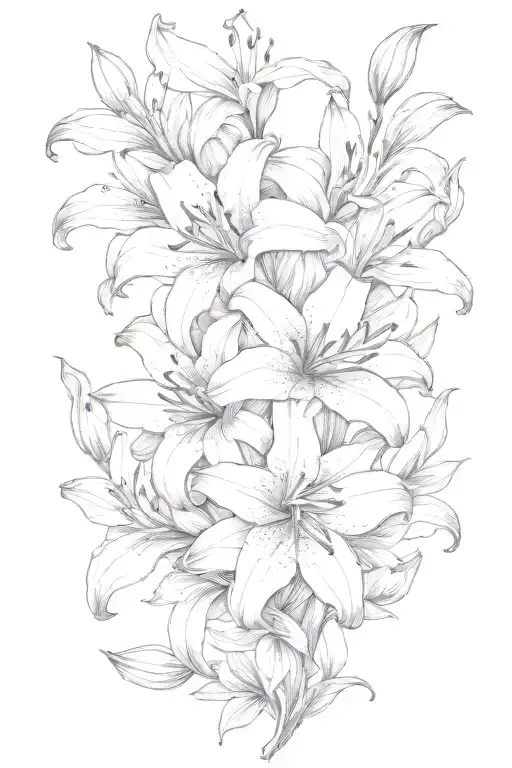lily and other flowers tattoo design idea