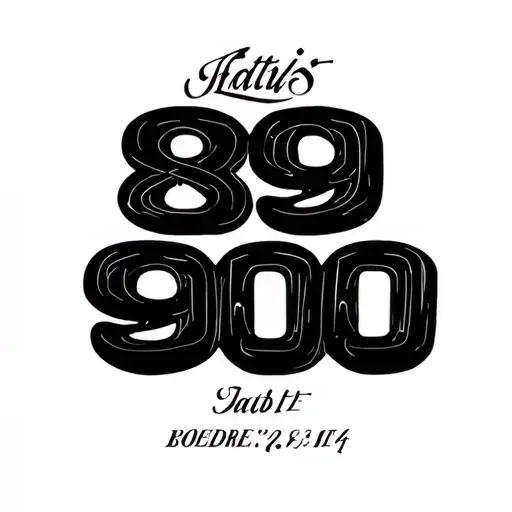 "8 9 00" birthdate written tattoo design idea