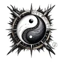 Yin Yang Compass tattoo design idea