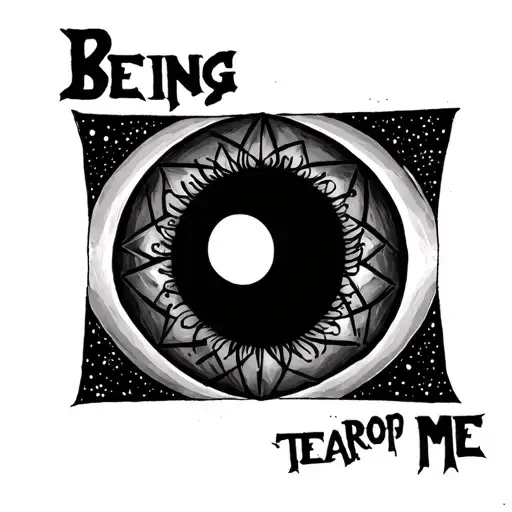 "Teardrops" eye with hexagram of Being me the horizon instead of pupil with tear tattoo design idea