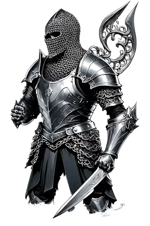armor including chain mail tattoo design idea