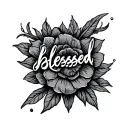blessed written tattoo design idea