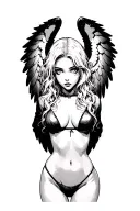 Sexy Pale Girl, Petite, Big Boobs, Wide Hips, G-string. Messy Hair, Angel , Sexual.... on hood, white eyes tattoo design idea