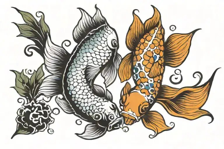 vangogh style koi fish ying yang van gogh tattoo design idea