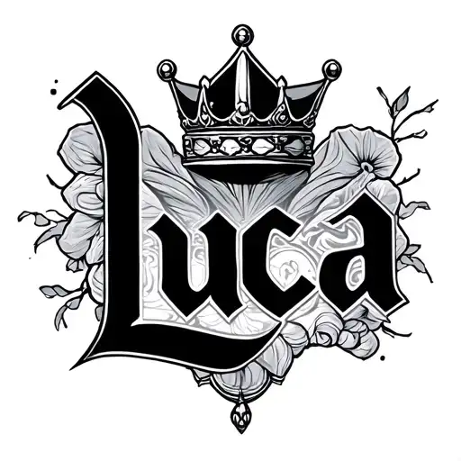 "Luca" mafia king symbol merged tattoo design idea