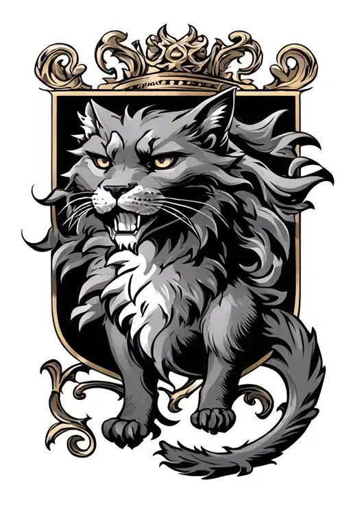 hellcat coat of arms tattoo design idea