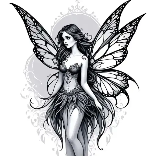 delicate fairy tattoo design idea