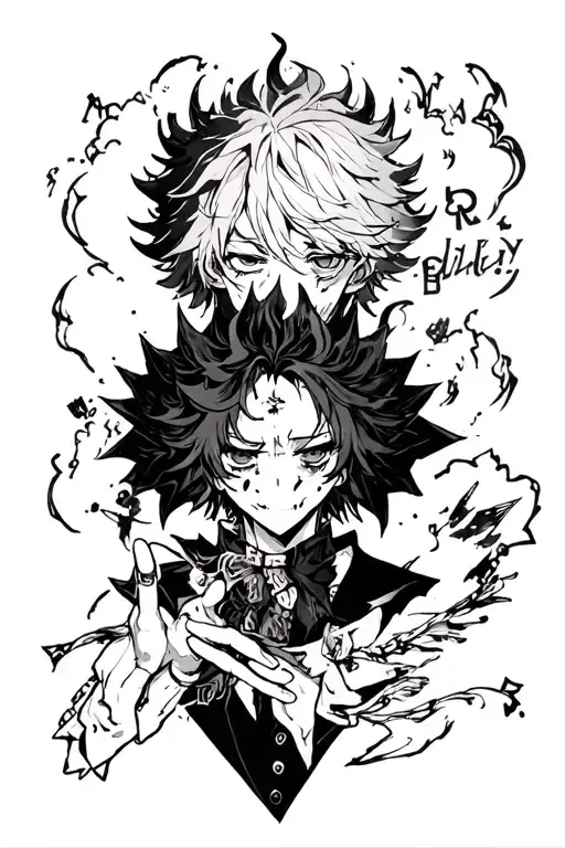 anime black clover + tokio ghoul + ban  tattoo design idea