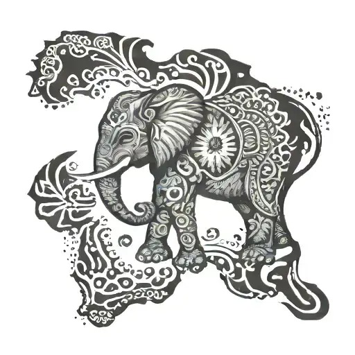 elephant as african continent map showing tattoo design idea