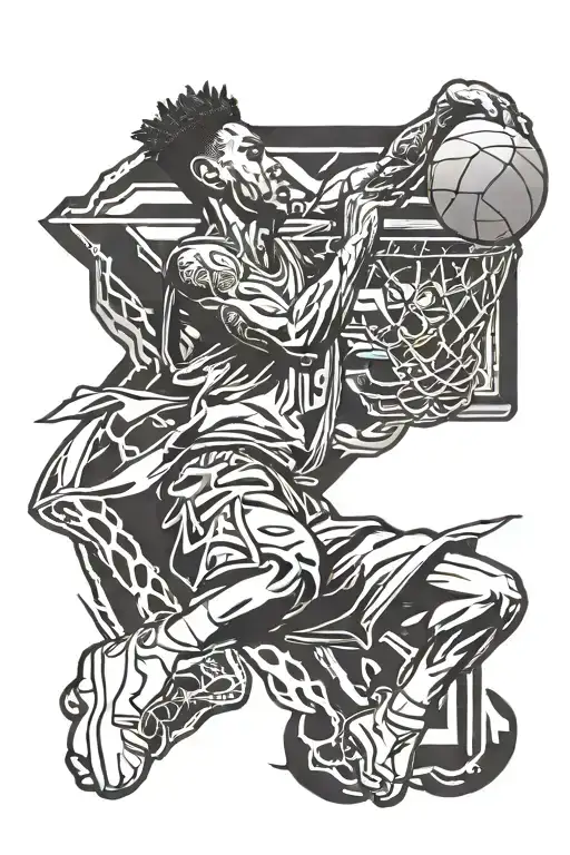king off basketball player dunking tattoo design idea