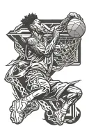 king off basketball player dunking tattoo design idea