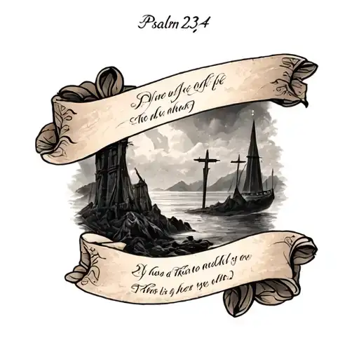 Psalm 23:4 and scroll tattoo design idea