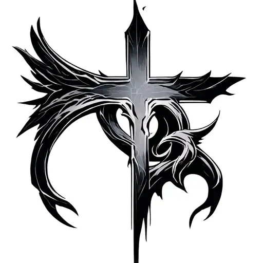 Cybersigilism cross tattoo design idea