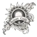 a tattoo which includes a rainbow, a sun and the first name of my 3rd child Antonin tattoo design idea