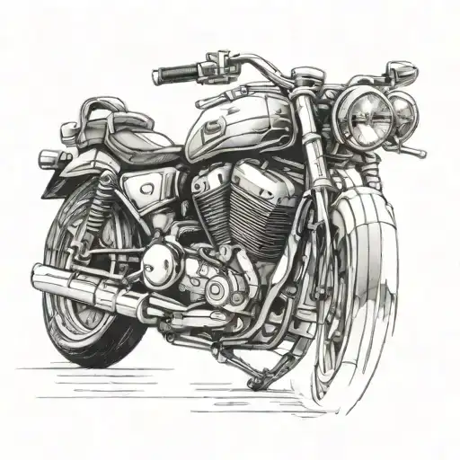 Create a tattoo of a motorcycle exhaust pipe morphing into a pencil tattoo design idea