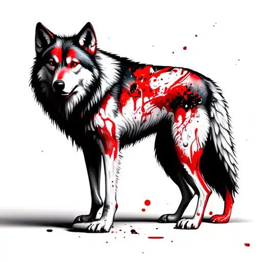 whole wolf body with feet and tail fading in shadows tattoo design idea