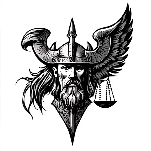 justice courage wisdom temperance viking style tattoo no face tattoo design idea