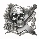 Straight Razor with skull in blade tattoo design idea