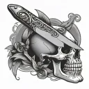 Straight Razor with skull in blade tattoo design idea