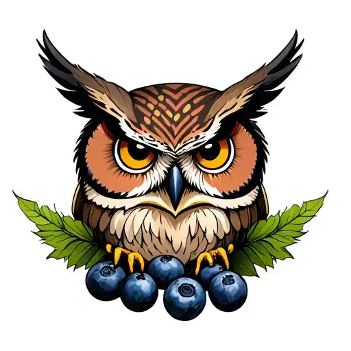 david lynch twin peaks owl with blueberries tattoo design idea